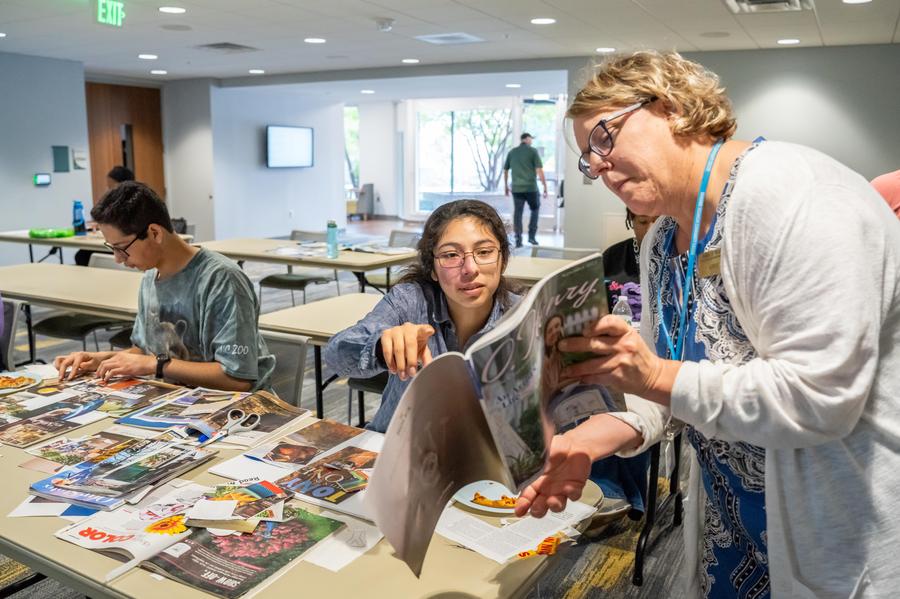 Student Success and Career Services Coach Robin Whitesell helps students find what they need to create a vision board