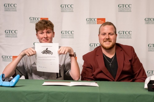 Garrett Palmer and Spencer Claypool, Cumberland University esports director.