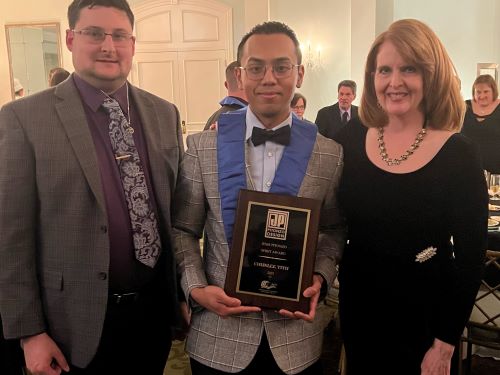 Michael Pitonzo, brother of Jesse Pitonzo, Chunlee Tith the Jesse Pitonzo Spirit Award winner and GTCC culinary student, and Beth Pitonzo, mother of Jesse Pitonzo.